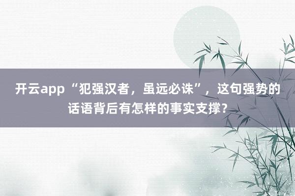开云app “犯强汉者，虽远必诛”，这句强势的话语背后有怎样的事实支撑？