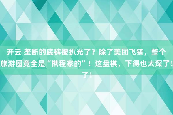 开云 垄断的底裤被扒光了？除了美团飞猪，整个旅游圈竟全是“携程家的”！这盘棋，下得也太深了！