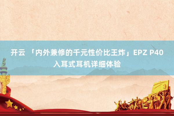 开云 「内外兼修的千元性价比王炸」EPZ P40入耳式耳机详细体验
