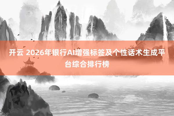 开云 2026年银行AI增强标签及个性话术生成平台综合排行榜