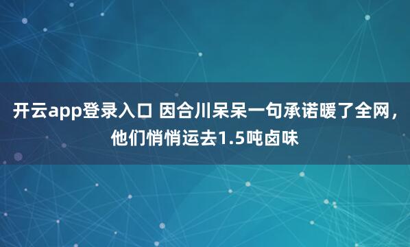 开云app登录入口 因合川呆呆一句承诺暖了全网,他们悄悄运去1.5吨卤味