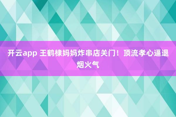 开云app 王鹤棣妈妈炸串店关门!顶流孝心逼退烟火气