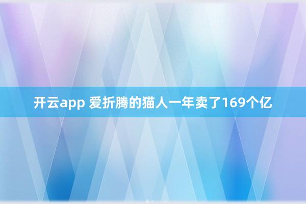 开云app 爱折腾的猫人一年卖了169个亿