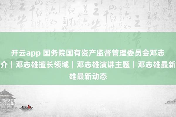 开云app 国务院国有资产监督管理委员会邓志雄简介|邓志雄擅长领域|邓志雄演讲主题|邓志雄最新动态