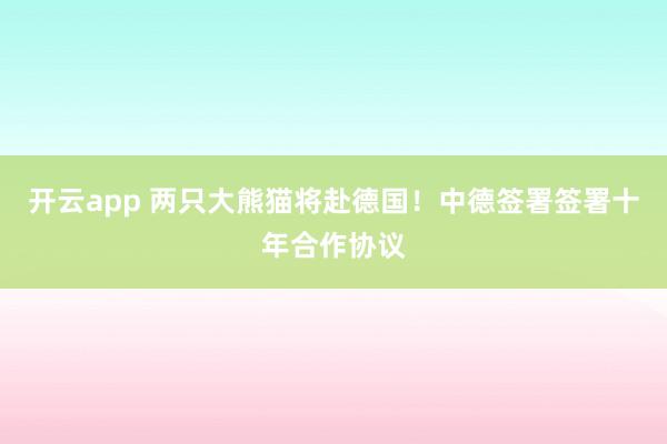 开云app 两只大熊猫将赴德国!中德签署签署十年合作协议