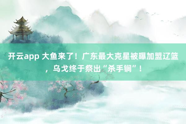 开云app 大鱼来了！广东最大克星被曝加盟辽篮，乌戈终于祭出“杀手锏”！