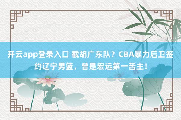 开云app登录入口 截胡广东队？CBA暴力后卫签约辽宁男篮，曾是宏远第一苦主！