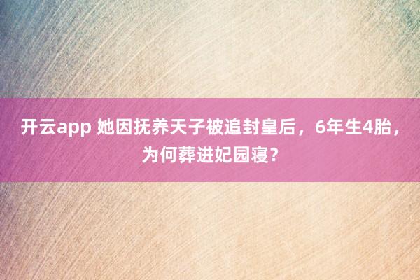 开云app 她因抚养天子被追封皇后，6年生4胎，为何葬进妃园寝？