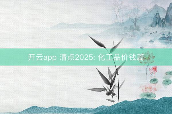 开云app 清点2025: 化工品价钱篇